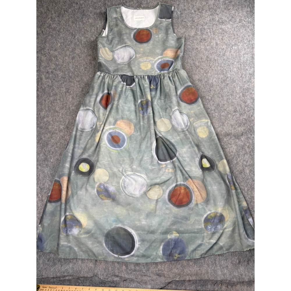 LTT Studio Maxi Dress Womens Small Green Abstract Circle Art Sleeveless Pockets